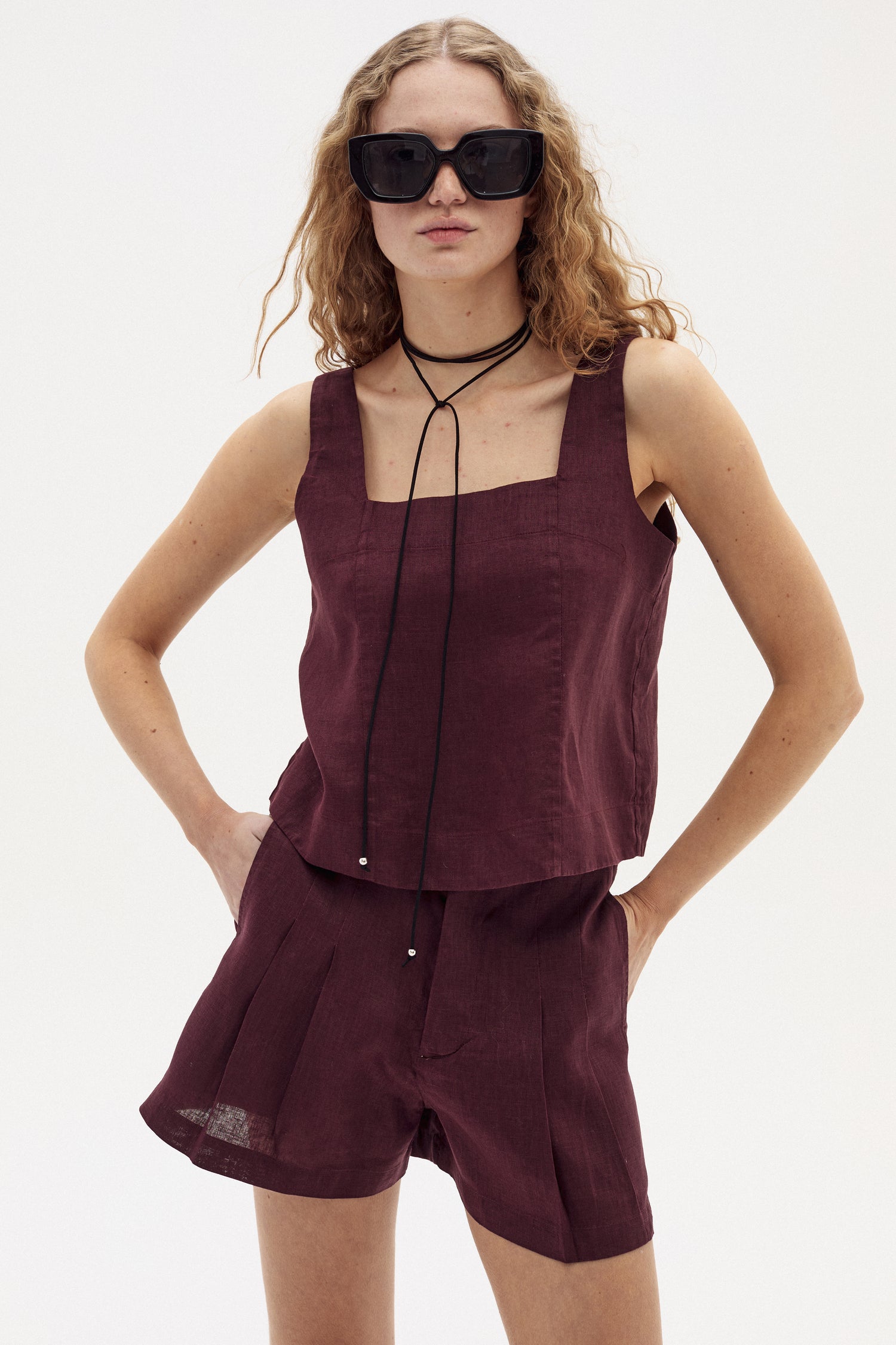 Top Mei en Lino - Deep Merlot