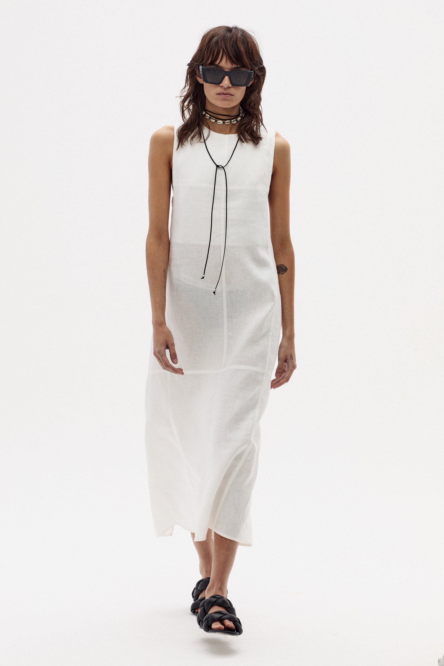 Vestido Fred Midi en Lino - Banco