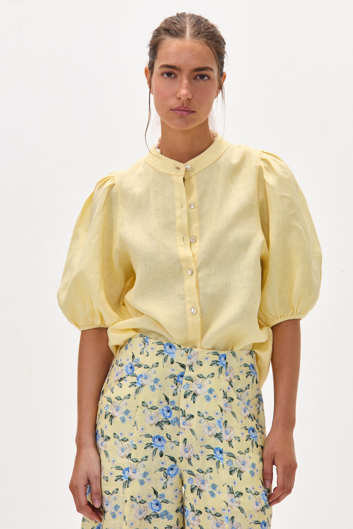 Camisa Bubble en Lino - Butter Yellow