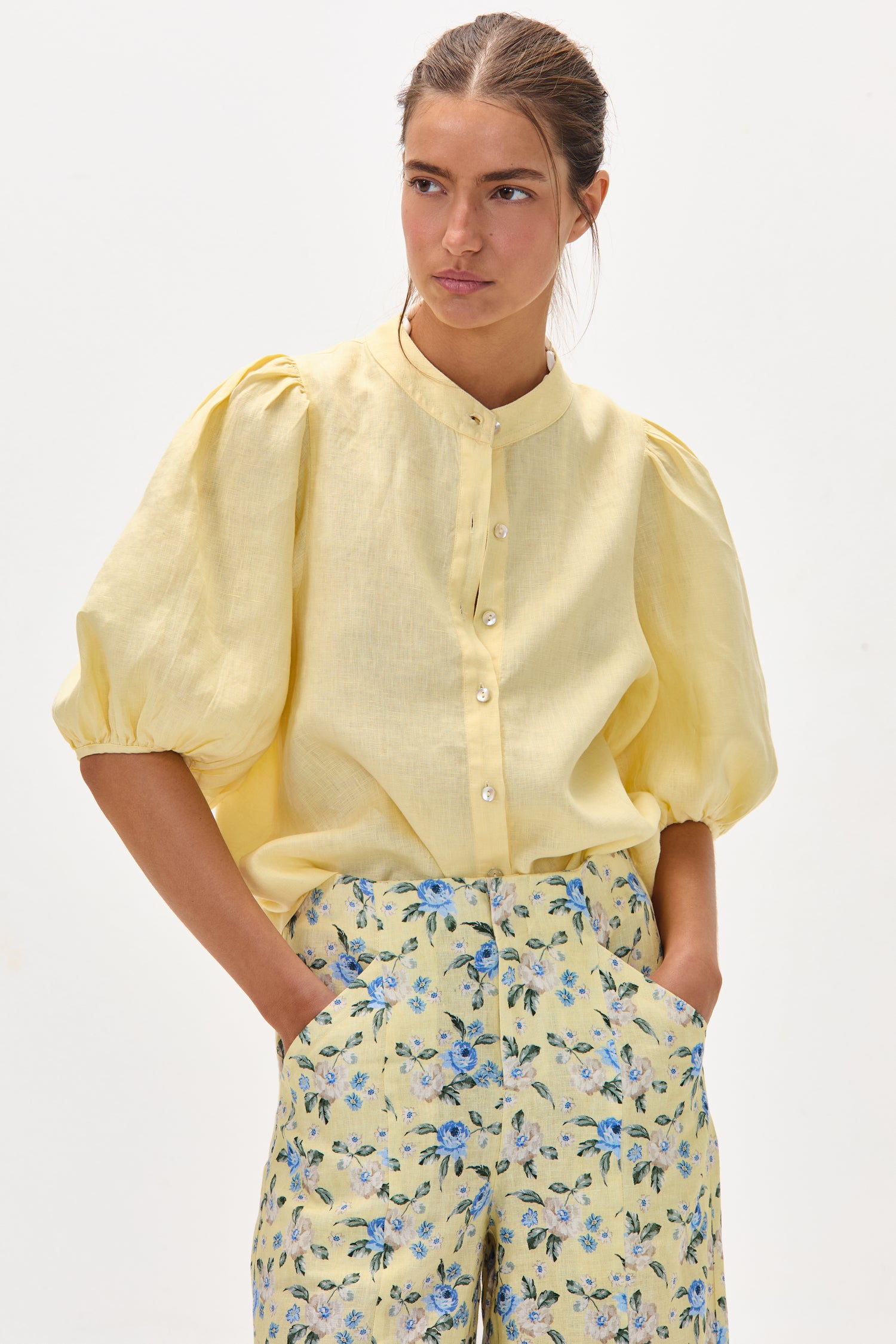 Camisa Bubble en Lino - Butter Yellow