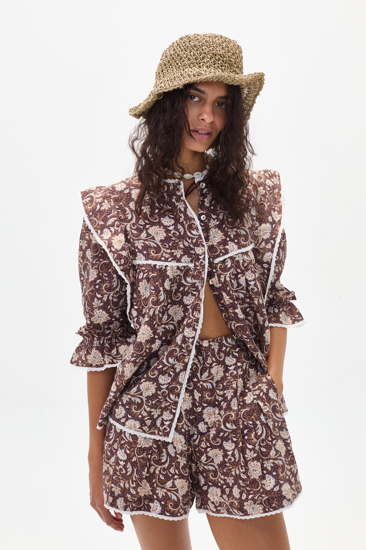 Short Folk en Lino - Freya Print