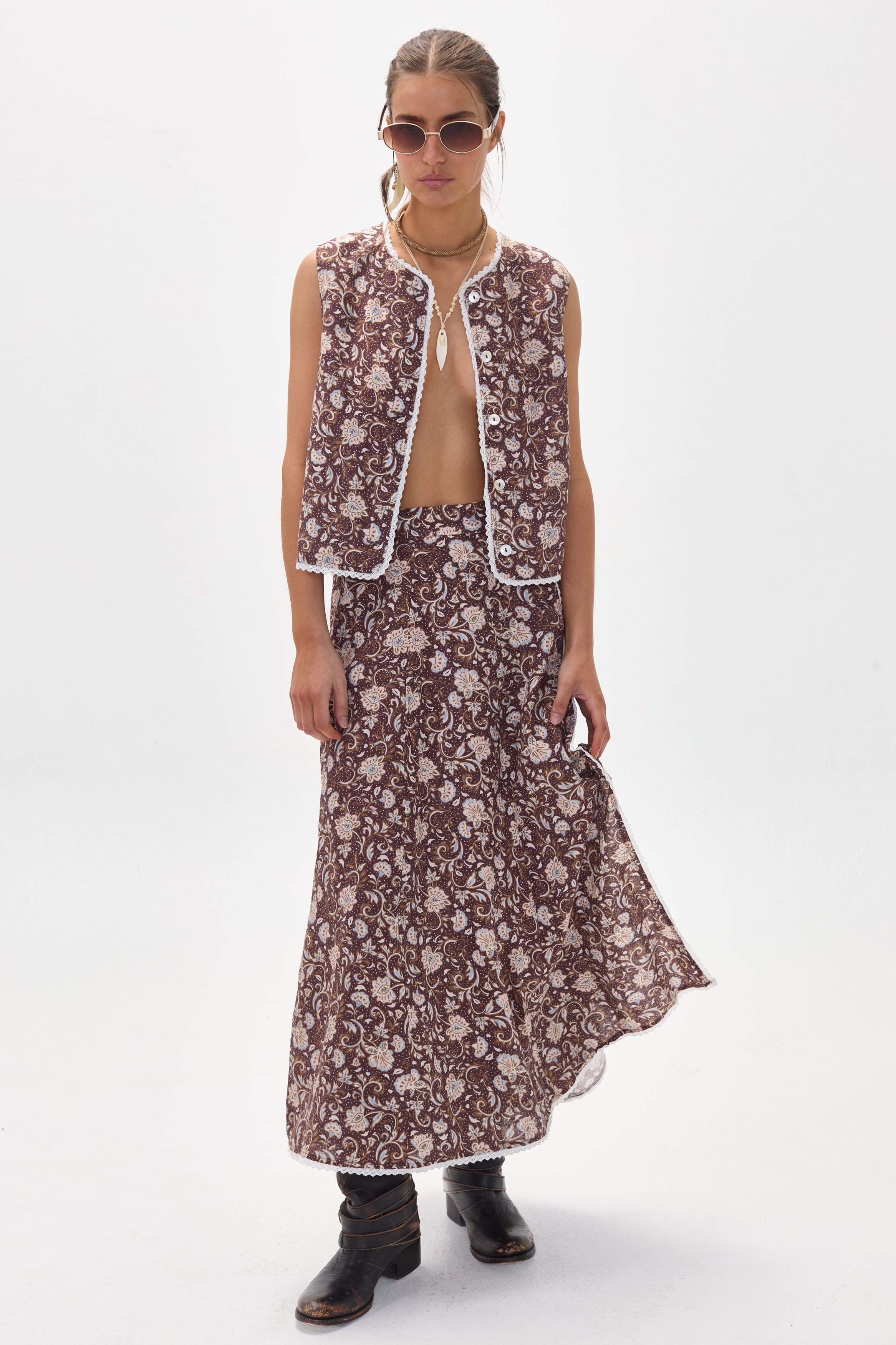 Top Folk en Lino - Freya Print