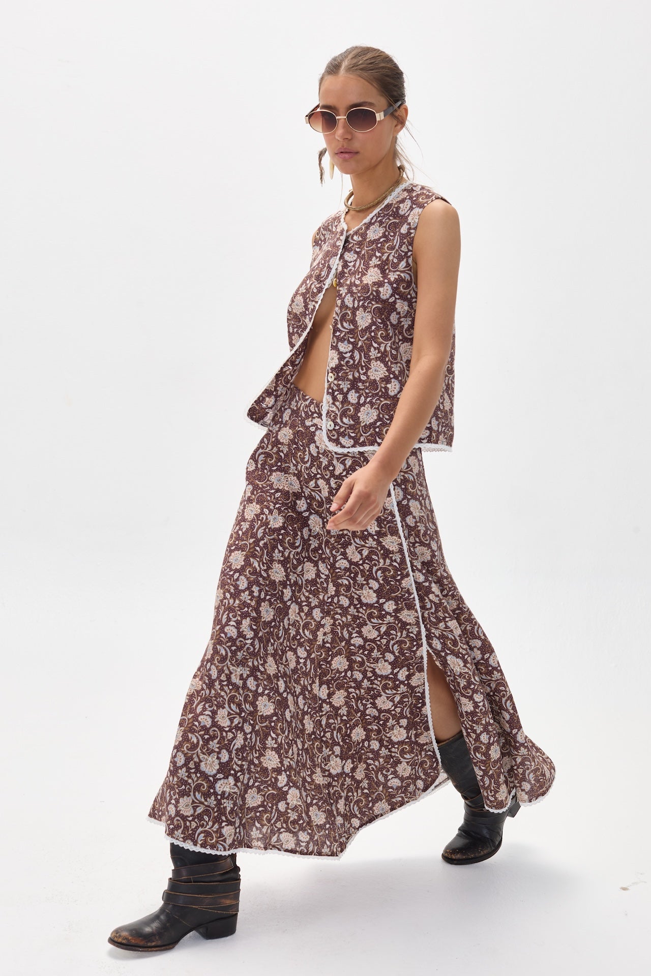 Falda Folk en Lino - Freya Print