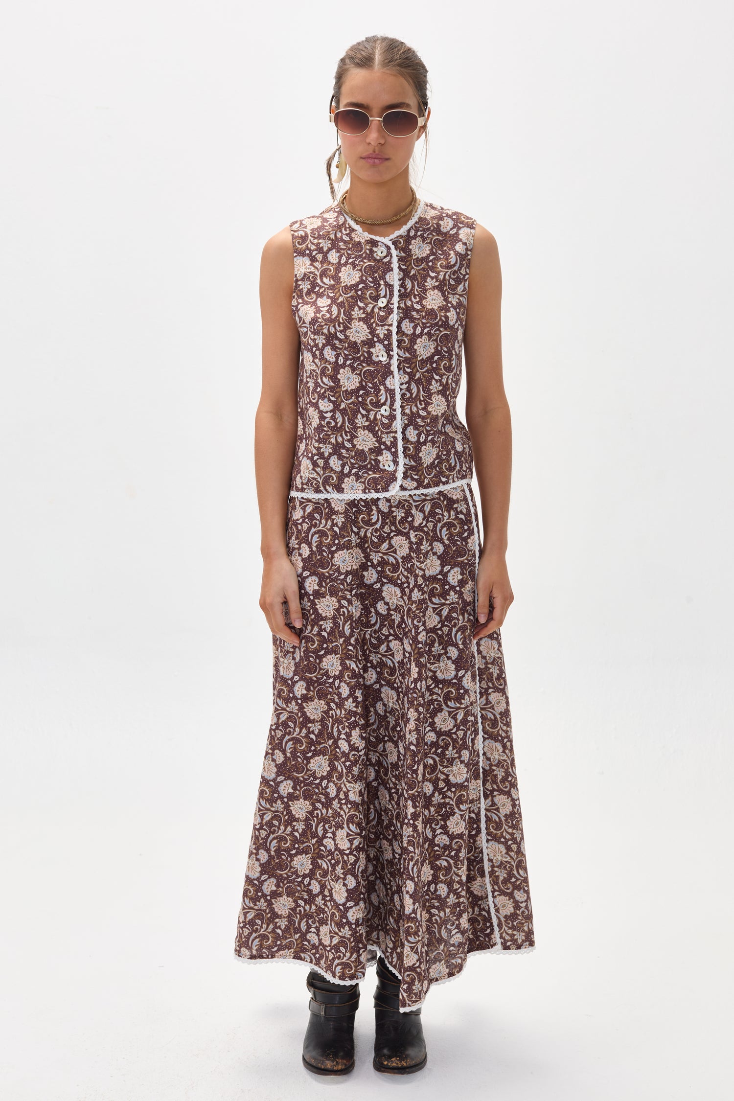 Top Folk en Lino - Freya Print