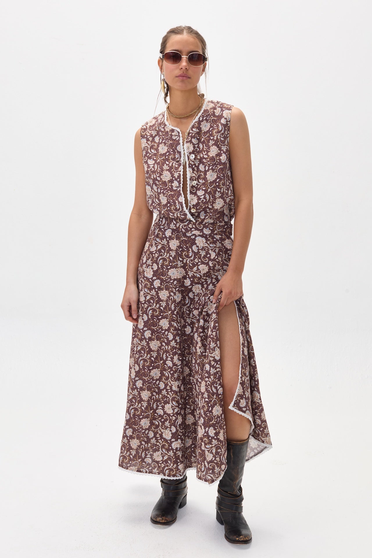 Falda Folk en Lino - Freya Print