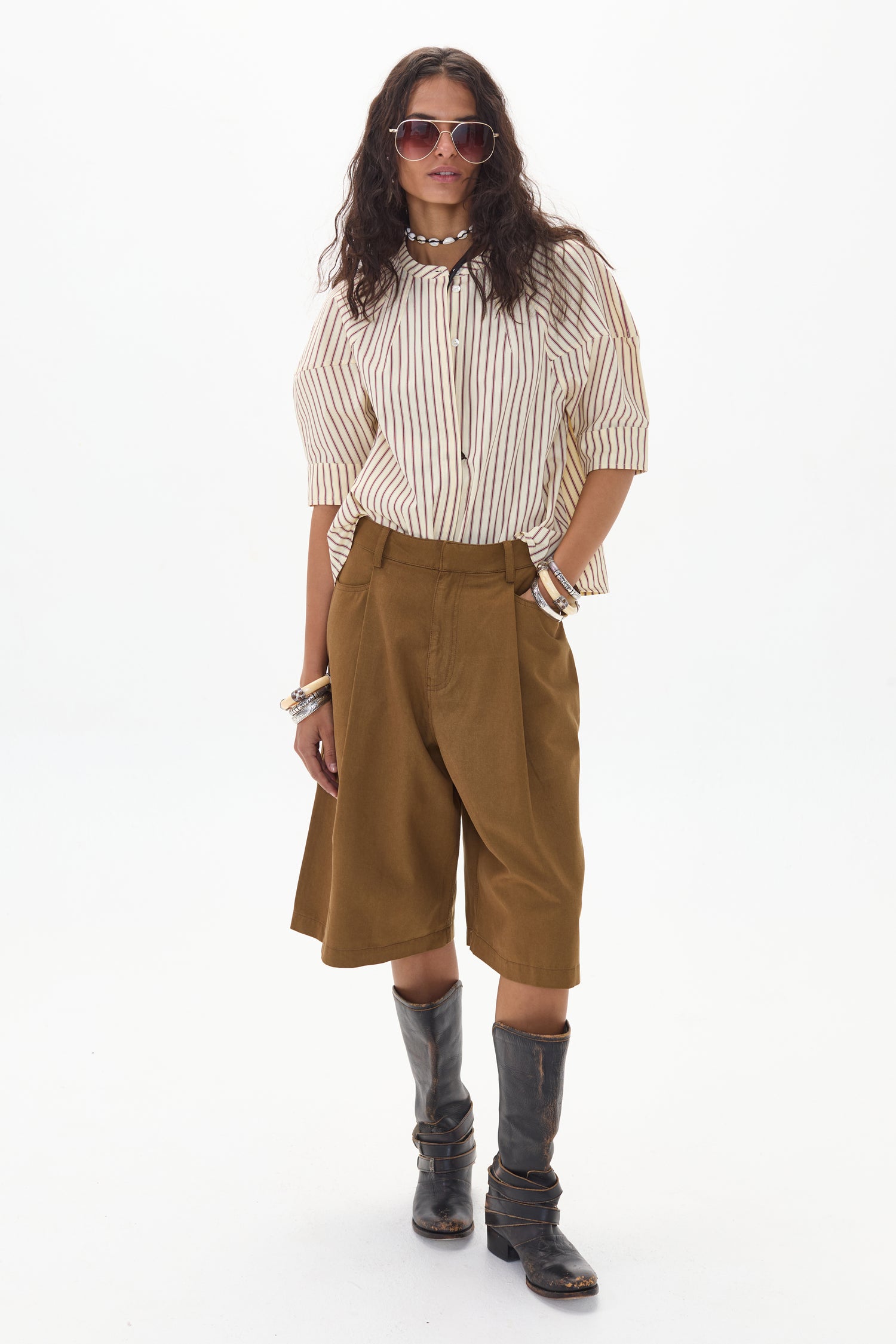 Bermuda Belmont en Algodón - Military olive